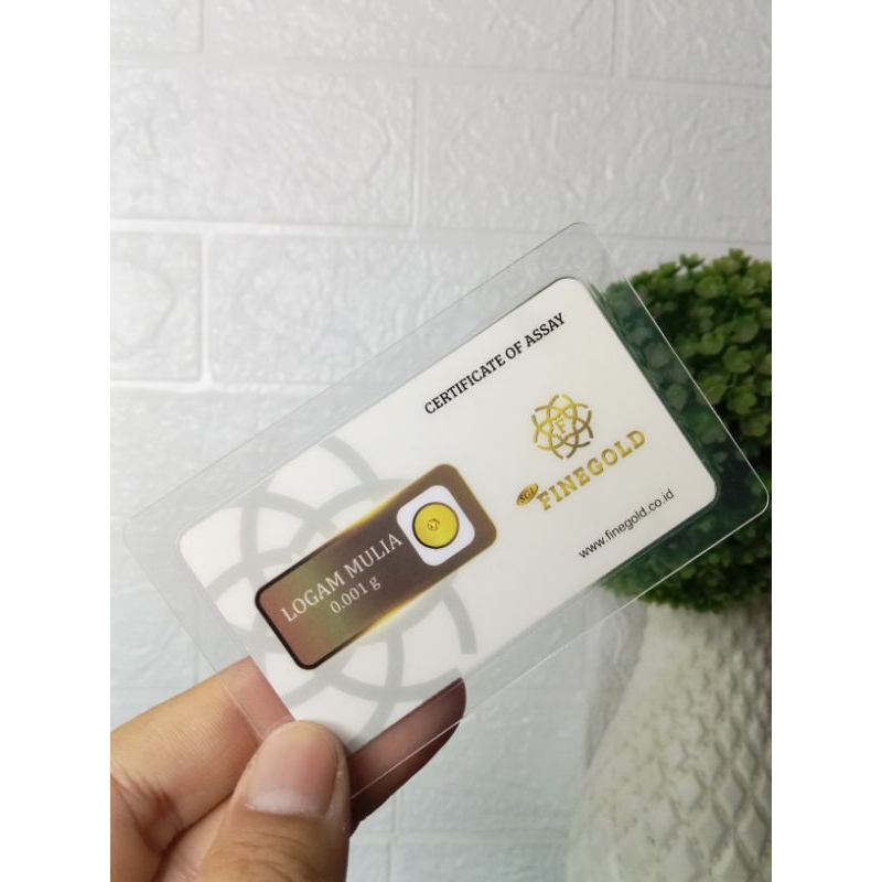 FINE GOLD Reguler Series 0.001 Gram Kemasan Laminating TERMURAH TERLARIS Emas Mini Emas Batangan Logam Mulia Murni 24 Karat Bersertifikat Resmi Asli Original Tabungan Emas Souvenir Keren Mewah