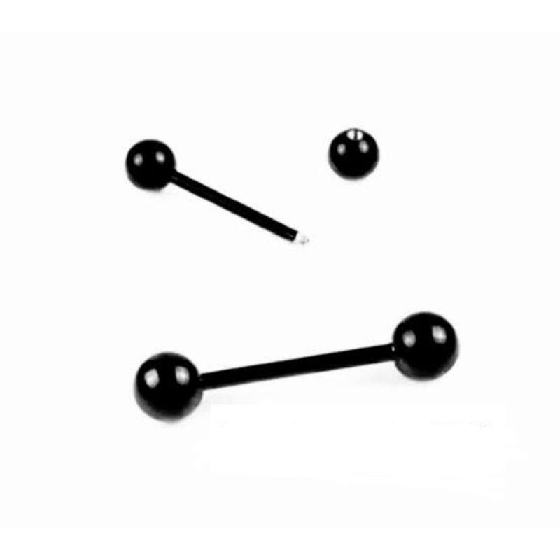 anting tindik/barbel telnga-lidah hitam titanium pendek/ anting tindik/barbel telinga-lidah hitam ti