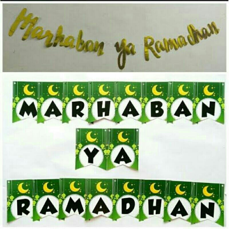 BANNER MARHABAN YA RAMADHAN / HIASAN DEKORASI BANNER MARHABAN YA RAMADHAN / BUNTING FLAG PUASA RAMAD