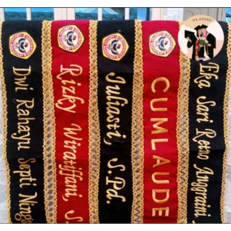 Selempang wisuda kain bludru CUSTOM