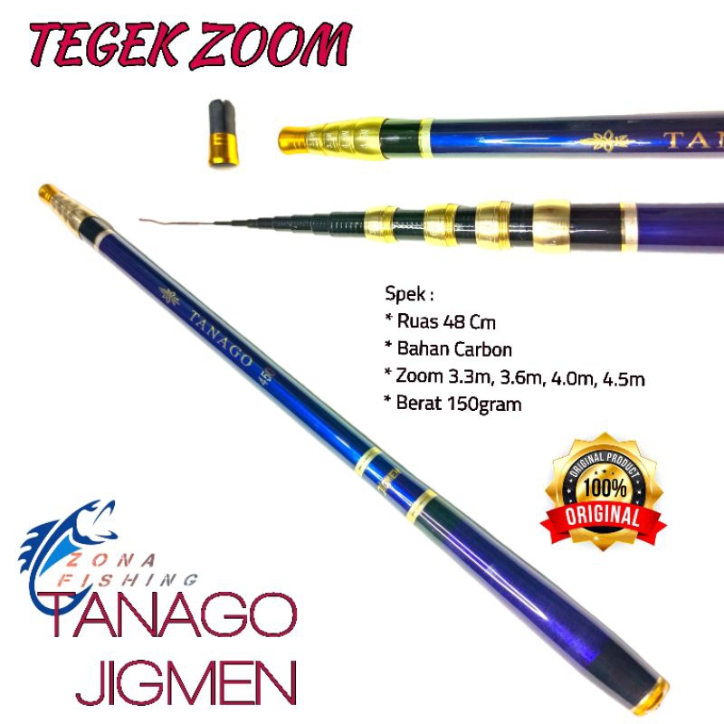 Tanago Jigmen Tegek Zoom 450 540 Cm - Carbon Ros Pendek Ringan Kaku