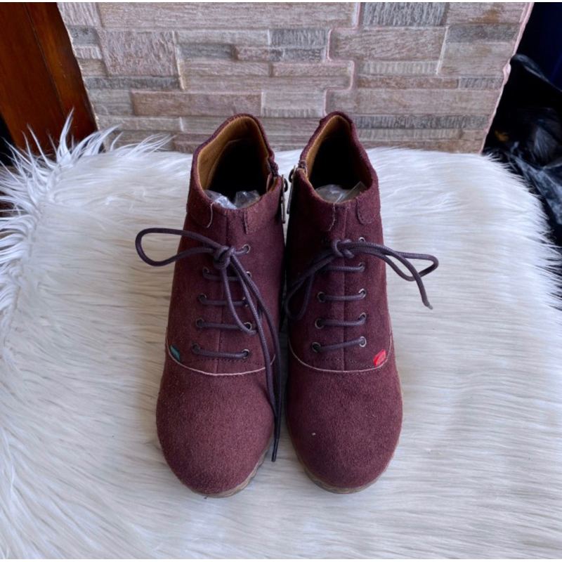 PSPGN.CO | BRAND KICKERS WOMEN SEPATU WANITA KULIT BOOT WEDGES TALI RESLETING KASUAL SUPER SALE