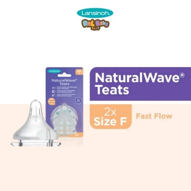 Lansinoh Natural Wave Teat (Nipple) Isi 2 Pcs - Dot Botol Susu Bayi