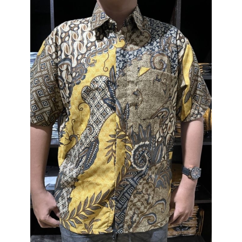 New Arrivall Batik Pria Lengan Pendek M L XL XXL Hem Batik Kantor Seragam Batik