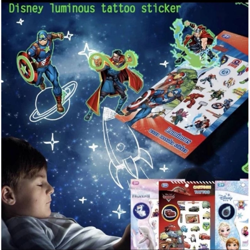 Tatoo tattoo anak glow in the dark kids karakter avengers tato princess frozen