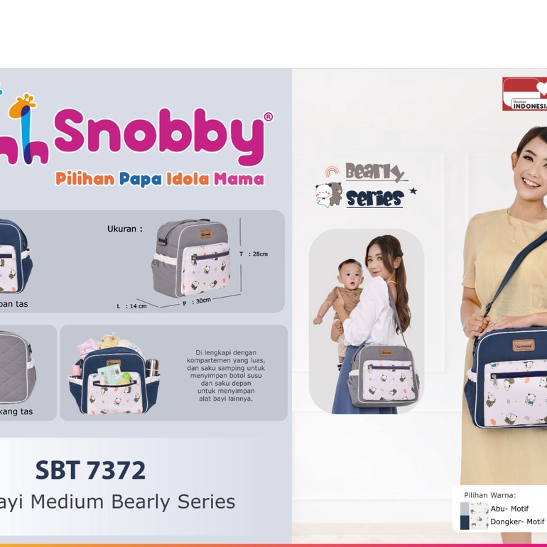 Snobby Tas Bayi Medium Saku Print Bearly Series SBT7372