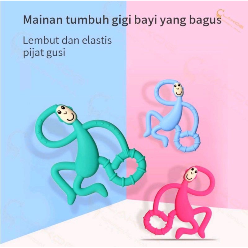 Mainan gigitan bayi bahan silikon teether monkey bayi