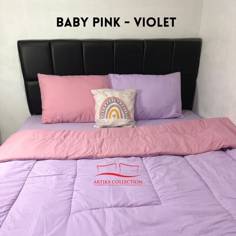 Bedcover Set Two Tone Mocca x Coffe Latte Polos Tanpa Embos Ukuran 120x200 160x200 180x200