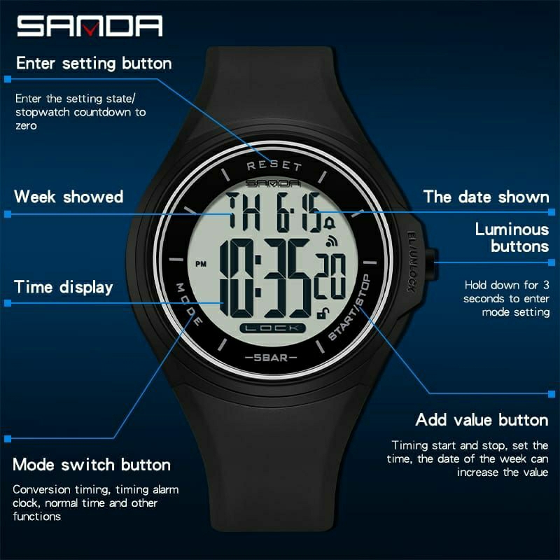 SANDA 2131 ORIGINAL JAM TANGAN PRIA DIGITAL TAHAN AIR TERLARIS