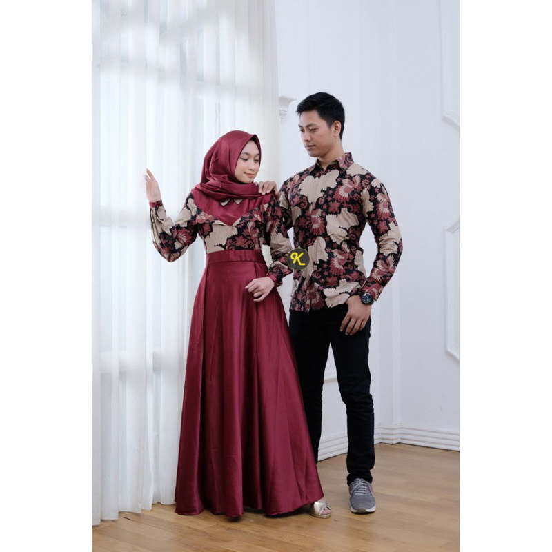 Couple Batik Gamis Pasangan Best Seller Bahan Katun [PREMIUM QUALITY] - Batik Couple