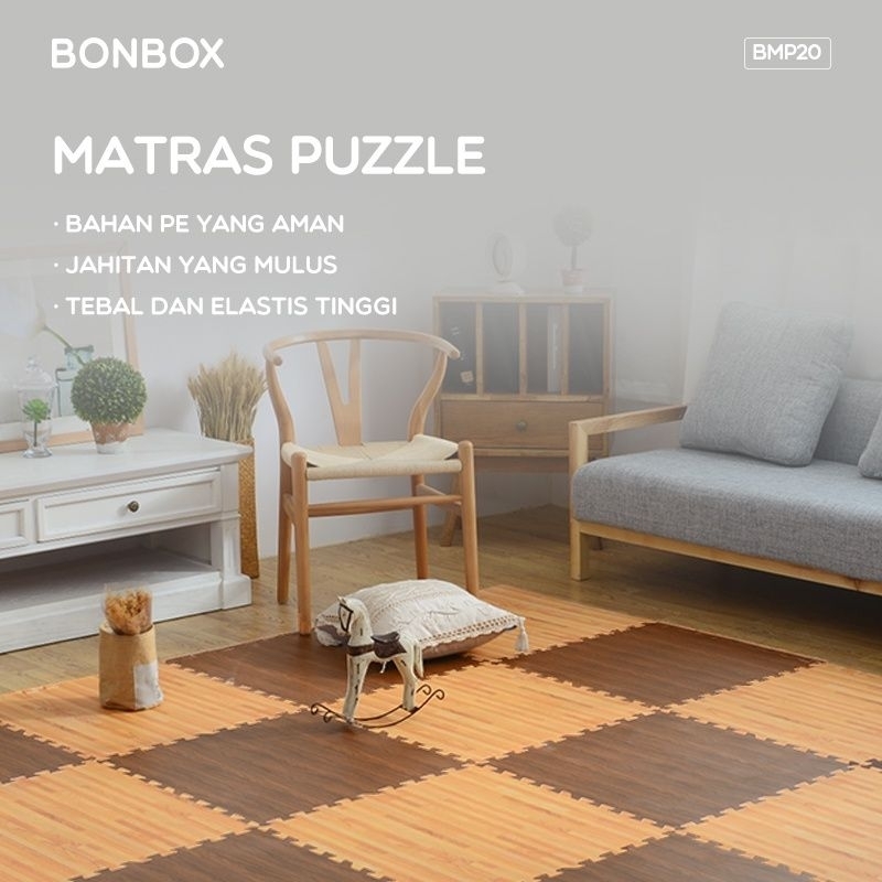 Bonbox BMP20 Puzzle Mat Playmat Alas Bermain Anak Motif Serat Kayu Wood Grain Pattern