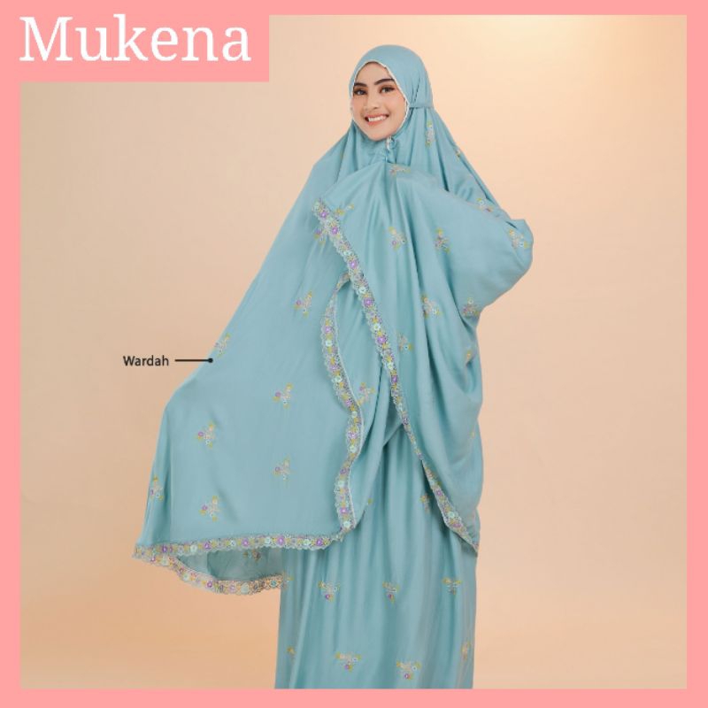 Mukenah Resleting Dagu Potongan Arrafi Mukena Dior Rayon Premium Motif Bordir Wanita Dewasa Rukuh Adem Two In One Bisa Pake Hijab