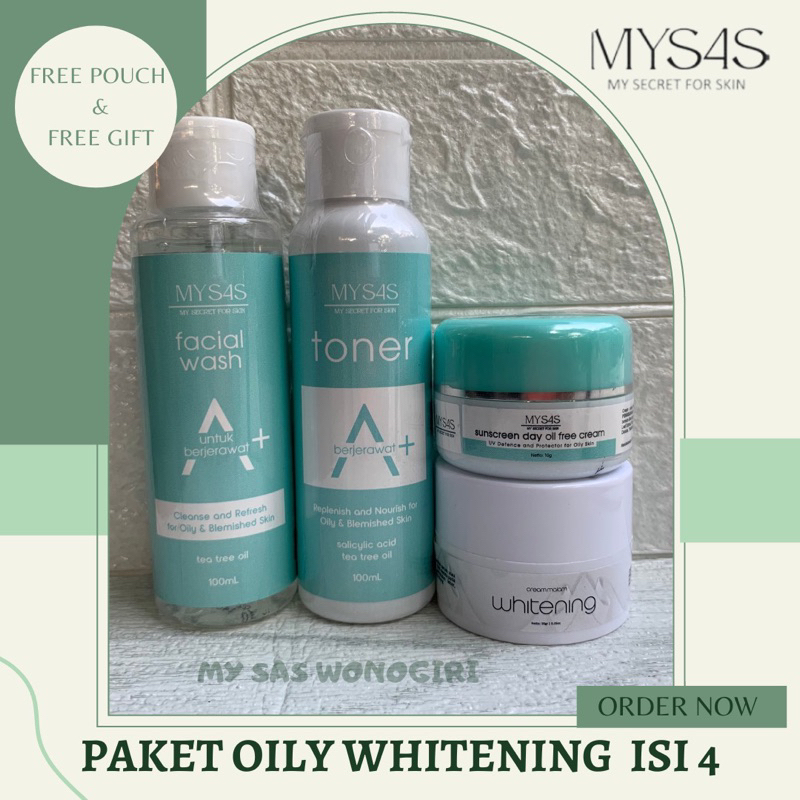 PAKET OILY WHITENING (kulit berminyak) MY SAS isi 4 Free Pouch