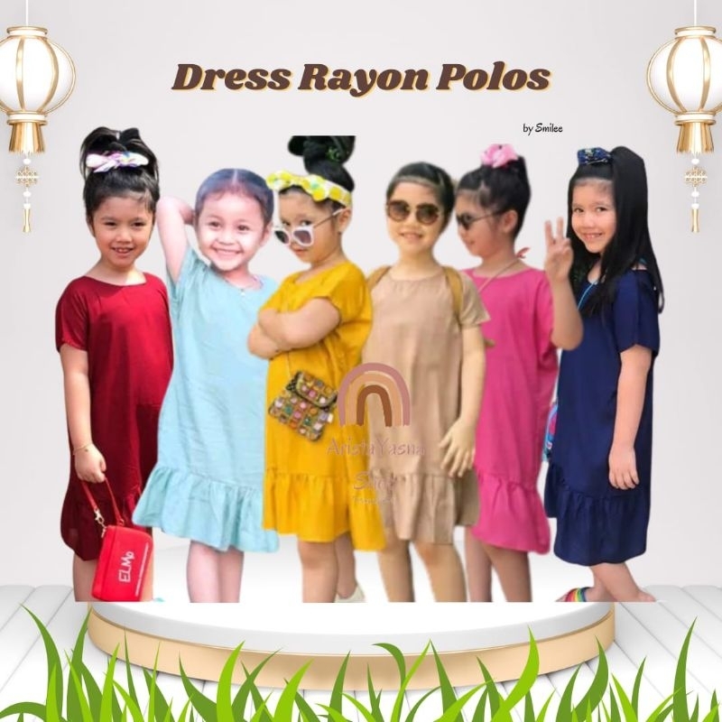 Daster Rayon Anak Polos Smilee Size 2-10th Mix warna - Dress Rayon Anak daster harian anak baju anak