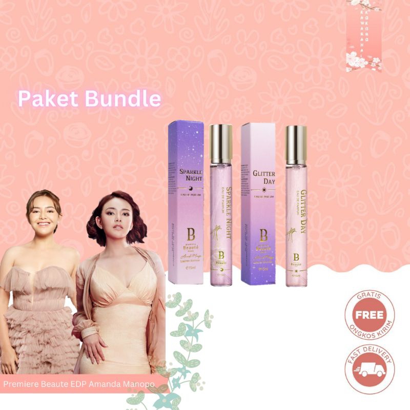 [BUNDLE] [ ORIGINAL + BPOM ] Premiere Beaute X Amanda Manopo Glitter Day / Sparkle Night Eau De Perf