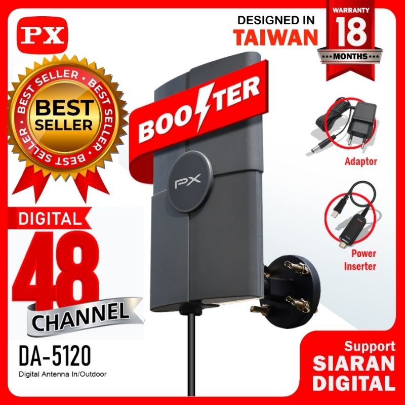AEBDG Antena TV In/Outdoor PX DA-5120 Digital TV dengan Booster dan Power Inserter / 0Antena TV PX D