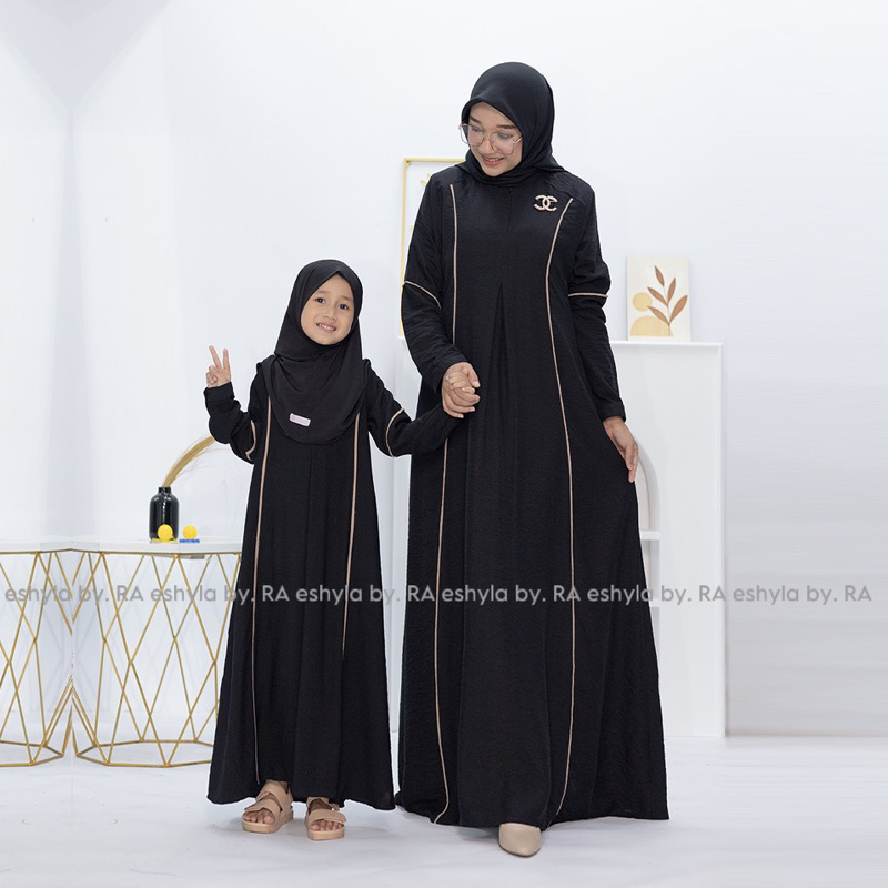 RA FASHION COUPLE MOM & KIDS GAMIS IBU DAN ANAK LINEN CRINCLE IMPORT