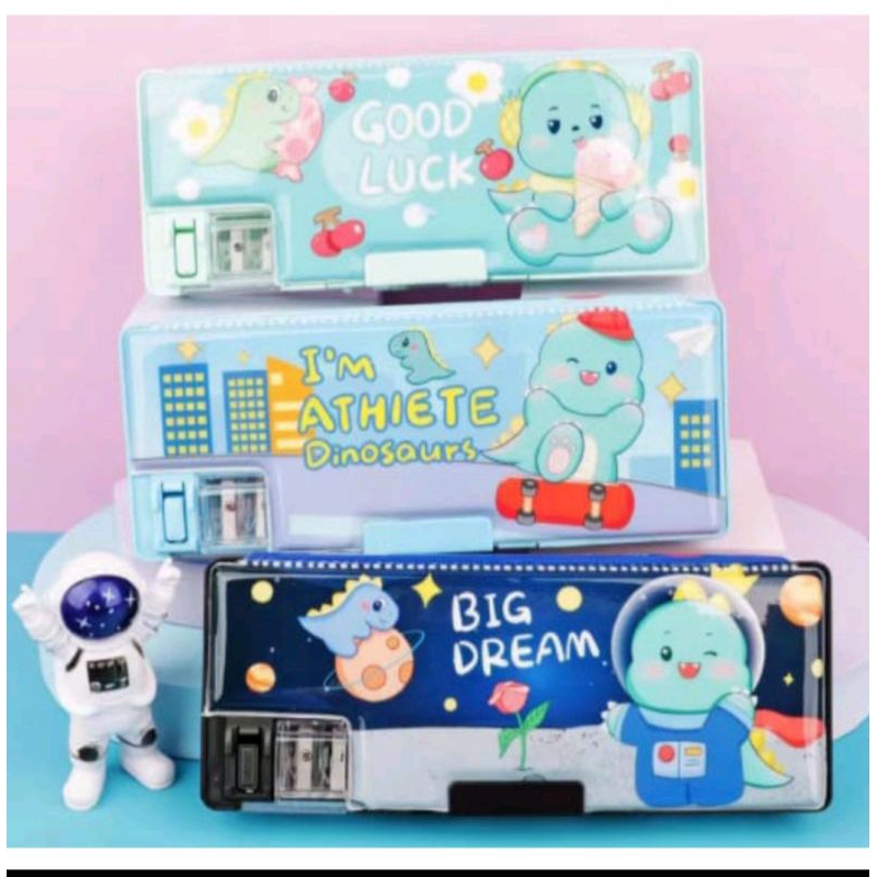 

Kotak pencil magnet/kotak pensil double serutan/tempat pensil/pencil case xpm/tempat pencil karakter dino