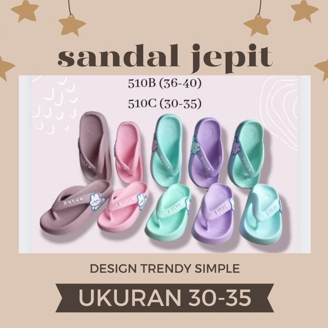 Sandal simple tren kekian 510C Anak Lucu Uk 30 - 35 / Sandal Fuji Motif Kelinci MEREK DULUX