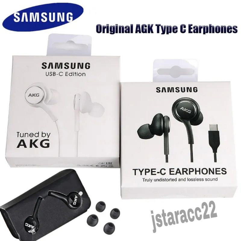 HEADSET AKG ORIGINAL 100% EARPHONE SAMSUNG GALAXY S23 5G PURE BASS WITH MIC JACK TYPE C ORI