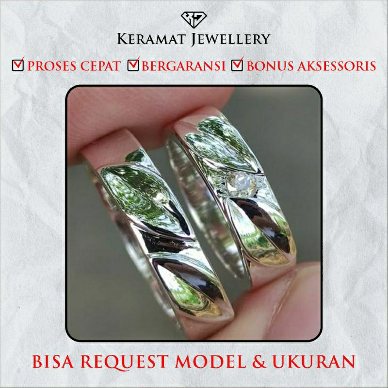 cincin tunangan couple perak asli  cincin kawin pria wanita gratis ukir nama Cincin Couple Cincin Tu