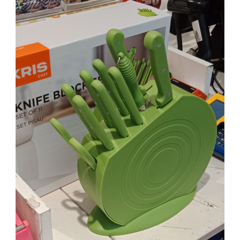 KRIS Set 11pcs Pisau Dapur/Knife Block - Green