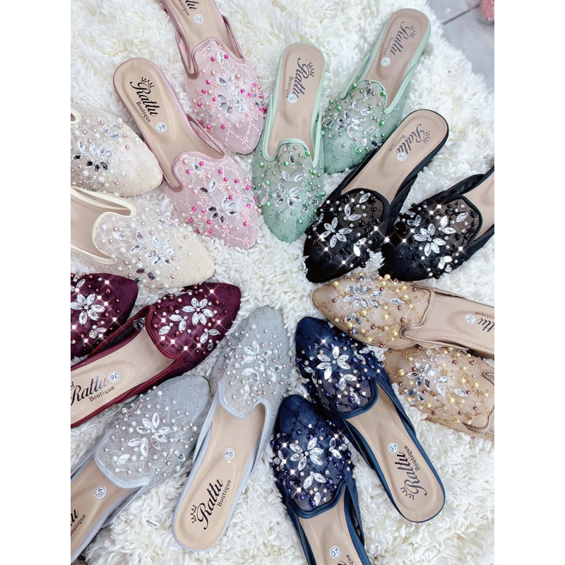 RATTU BOUTIQUE-Termurah!!! Heels brukat payet 3cm series 5warna / wedding shoes / sepatu pengantin / sepatu tunangan / sepatu wisuda