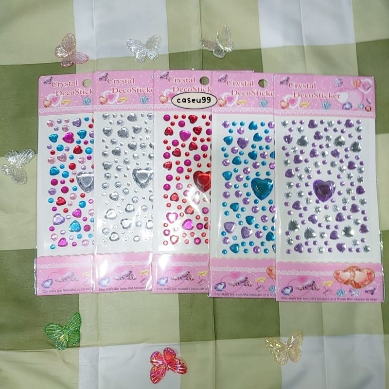 Stiker Akrilik love Kristal bentuk hati // sticker heart pernak pernik Berlian Imitasi untuk Dekorasi Handphone Diary makeup ulzzang makeup douyin doujin viral nail art rhinestone