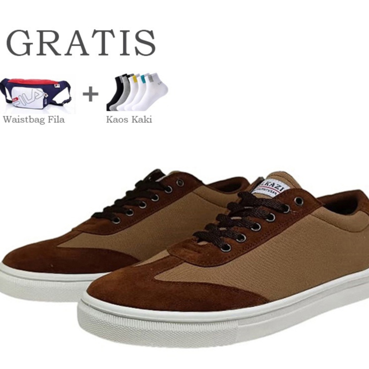 FREE TAS &amp; KAOS KAKI | Sepatu Pria Brown Kets Jhonny Sneaker Casual Teenagers