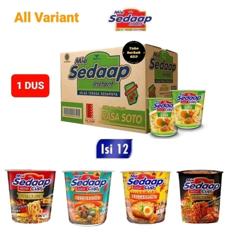 1 DUS Mie Sedaap Cup All Varian Rasa Isi 12 pcs