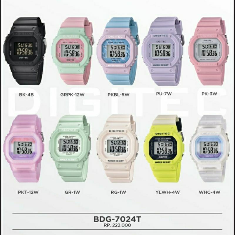 JAM TANGAN PRIA WANITA ORIGINAL DIGITEC DG-3088T BDG 7024T HIJAU,UNGU,PINK,HITAM,CREAM