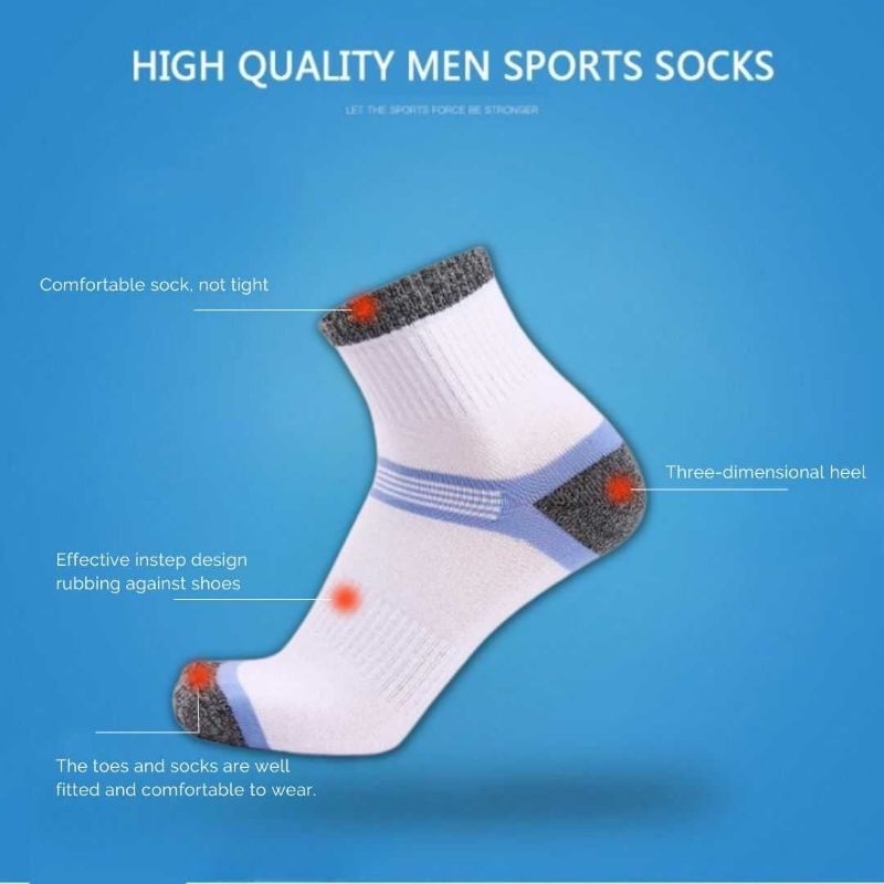 ZTOET Kaos Kaki Olahraga Pria Putih Quick Drying Breathable Men Socks 39-45 - WZ173