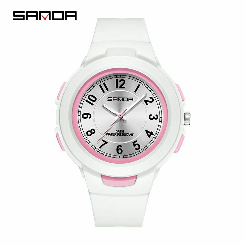 JAM TANGAN SANDA 6095 Jam Tangan Wanita Analog Sport Tali Rubber Anti Air