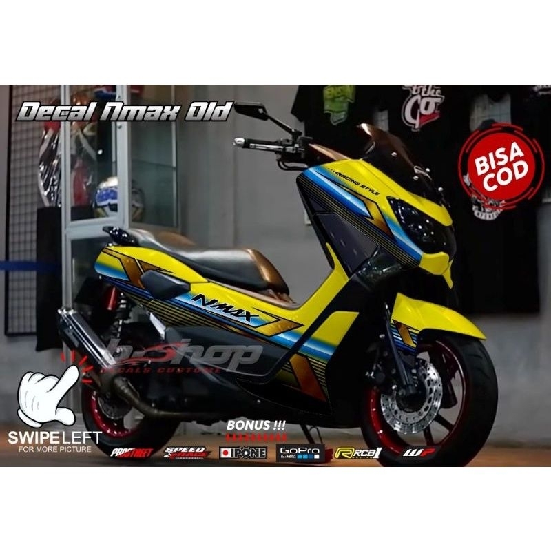 decal stiker nmax old 155 variasi stiker motif grafis lis biru muda