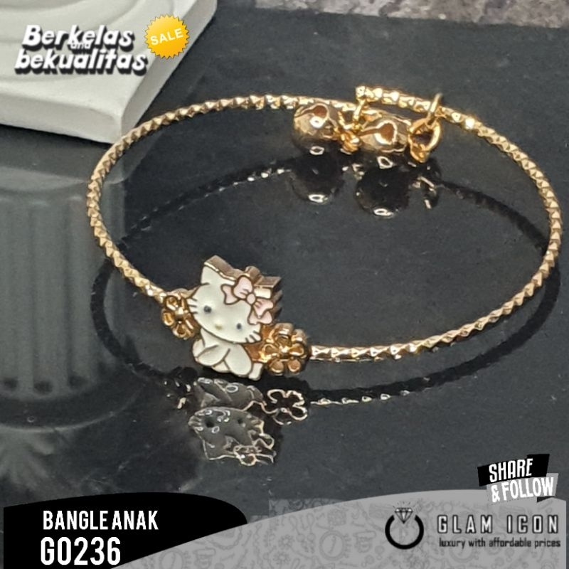 Gelang Bangle Anak motif Kucing cute pita G0238