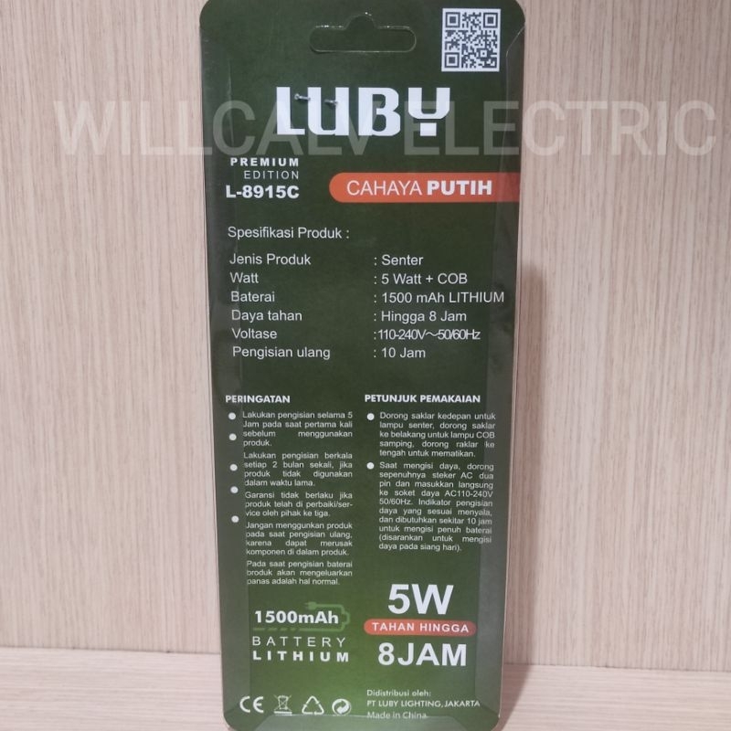 Senter cas emergency LUBY L8915C 5W COB / Senter LUBY L8915C 5W COB