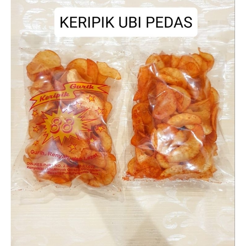 kerupuk gurih cap 88 keripik ubi original pedas 100 gr