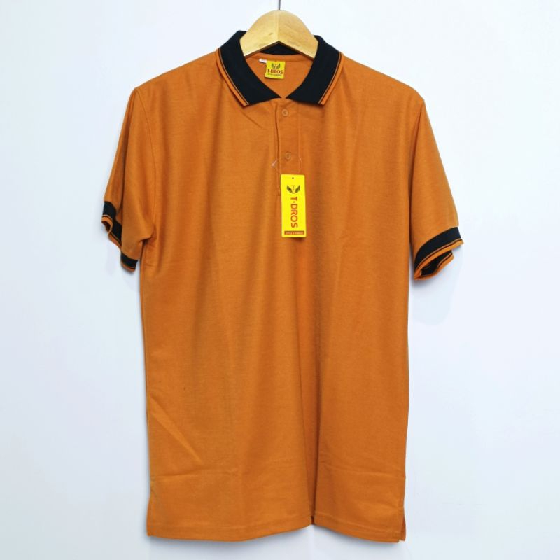Kaos Polo Polos Shirt Distro Kerah Mustard Kuning Kunyit TDros Lengan Pendek