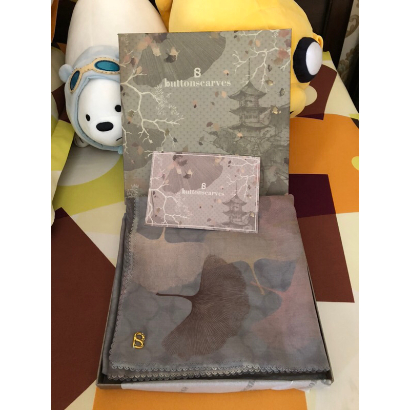 buttonscarves ginkgo voal matcha xl