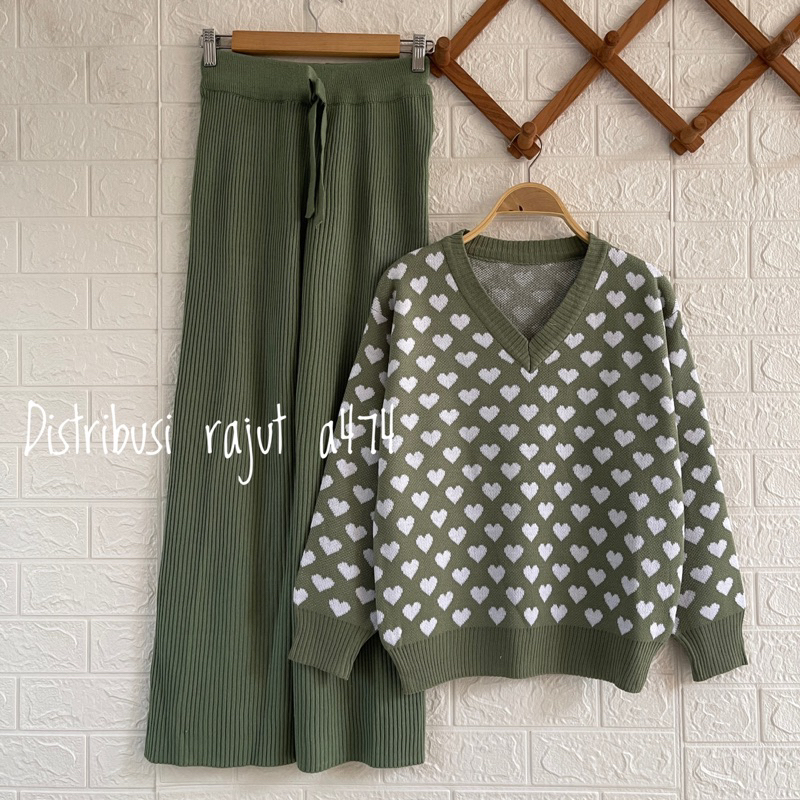 ONESET SWEATER YANTI SETELAN CELANA RAJUT WANITA