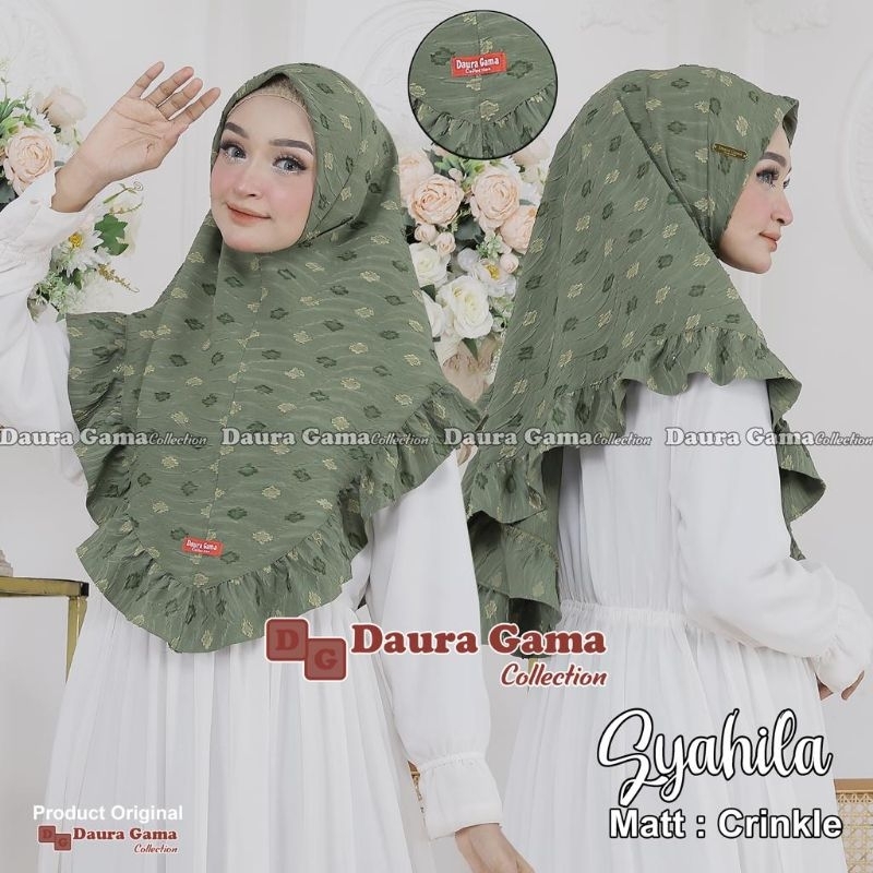 [ Ori Dauragama ] SYAHILA••hijab instan soft pet motif••hijab instan crinkle