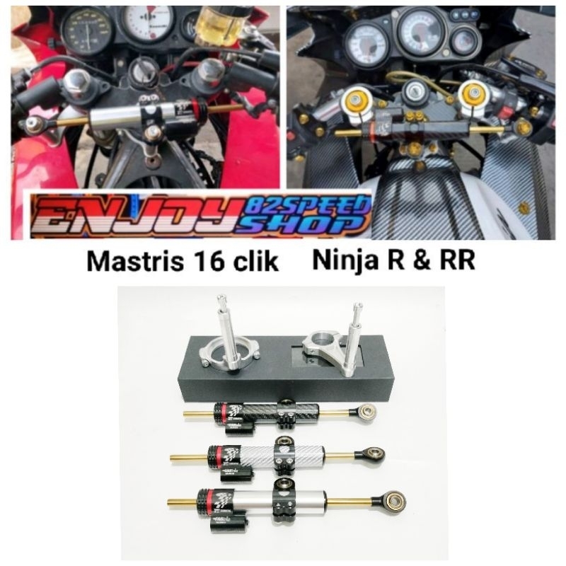 Paket Stabiliser stering dumper stabilizer matris pendek plus breket Pnp ninja R &amp; RR as 33 mm breket copy bpro