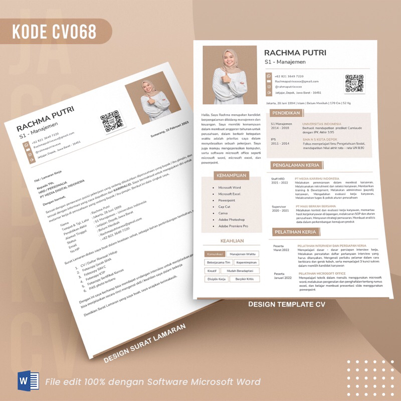 (CV 068) Template CV & Surat Lamaran File Microsoft Word