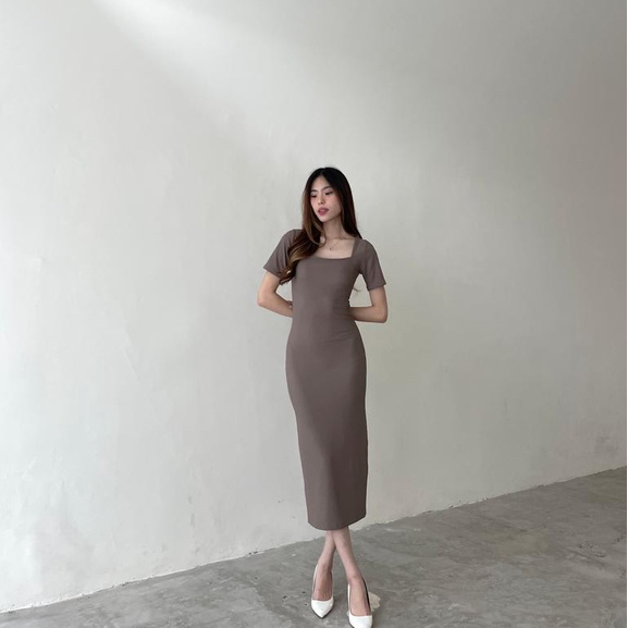 Kate Knit Dress - Ocha Wear Knit Midi Dress | Korean Formal Party Dress