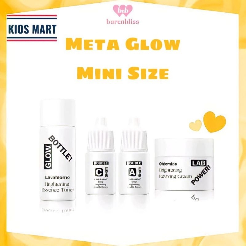 BNB Barenbliss Meta Glow Brightening Travel Size | Double Shoot Vitamin C Serum | Double Shoot Vitamin A Serum | Glow Bottle Toner | Lab Power Cream