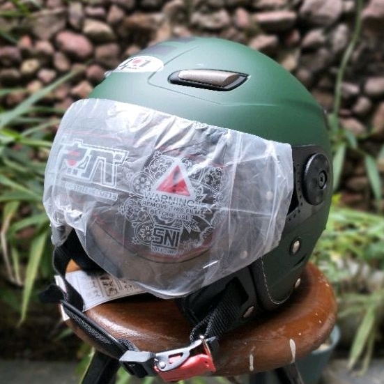 HELM JPN MOMO KACA PILOT HIJAU ARMY NEW DOP