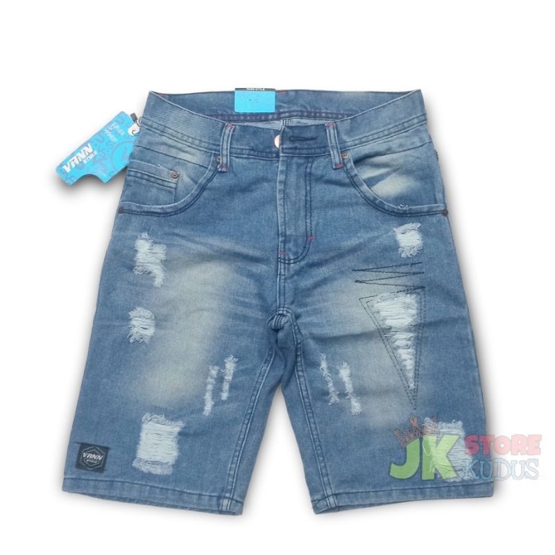 CELANA PENDEK PRIA SOBEK ROBEK JEANS PENDEK BLUE RIPPEDJEANS