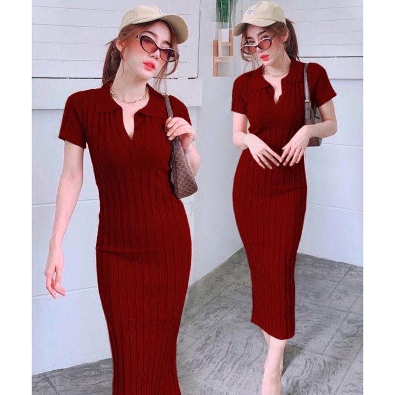 Longdress Rajut Wanita Terbaru - Dress Bodycon Wanita Tebal