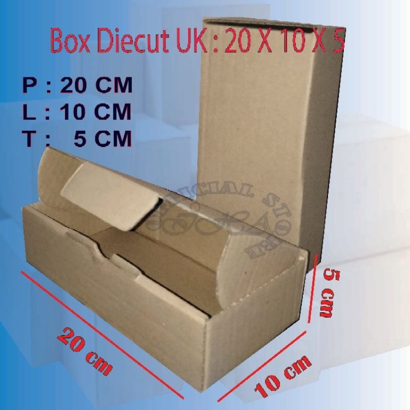 

Box packing diecut UK. 20x10x5 cm kerdus online packaging murah