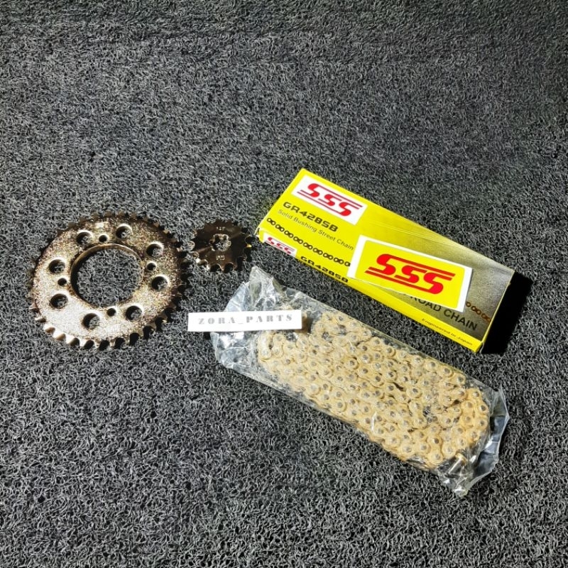 Gear Set RX KING Gold 14T/35T Plus Rantai SSS 428-110L Gir Set Model SSS